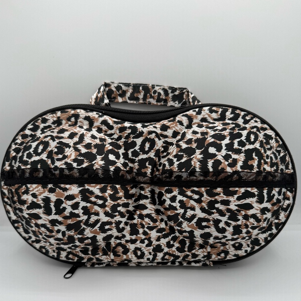 Leopard Print Travel Cosmetic Bag - Black, Brown & White